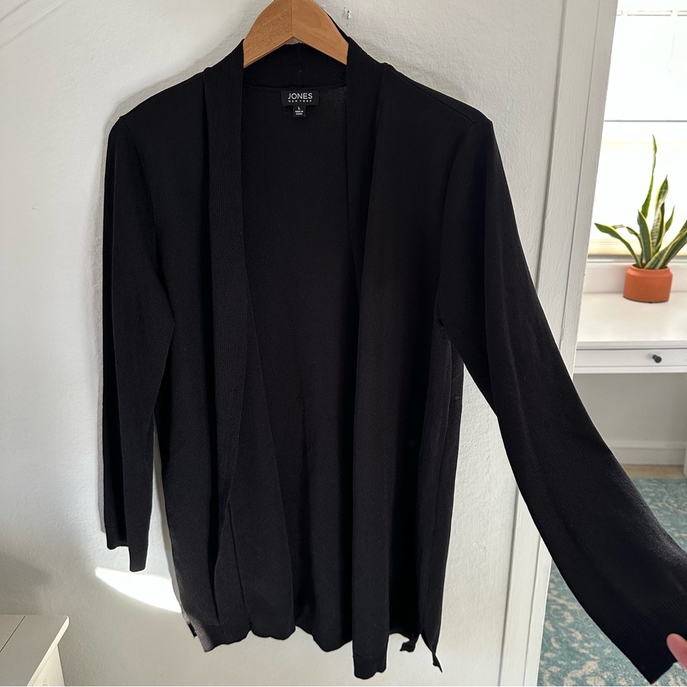 Jones New York Black Open-Front Lightweight Cardigan